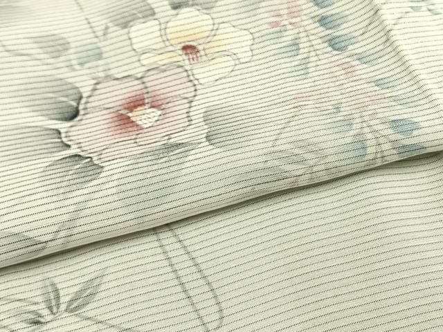 平和屋着物▽訪問着　無双　紗袷　紗×絽　手描き　草花文　正絹　逸品　AAAW7887fy_5