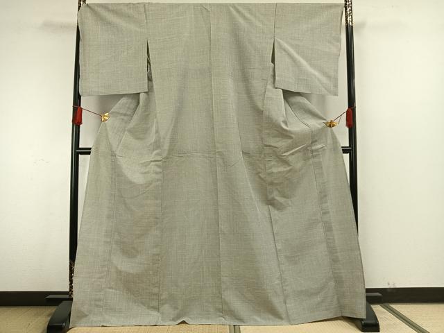 平和屋着物▽上質な小紋 単衣 変わり縞 黒地 正絹 逸品 AAAV2757fy