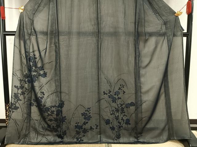 平和屋着物▽訪問着 無双 紗袷 紗×絽 手描き 草花文 正絹