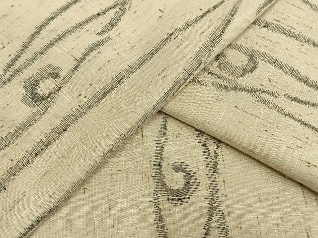 平和屋着物▽ぜんまい紬　単衣　幾何学文様　正絹　逸品　AAAW7906fy