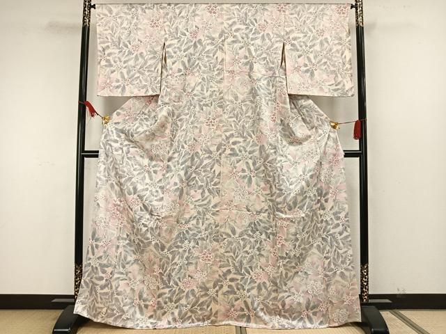 平和屋着物▽訪問着 単衣 花唐草文 金彩 正絹 逸品 AABD0169fy