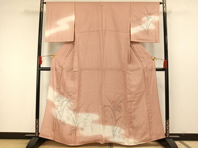 平和屋着物▽訪問着　無双　紗袷　紗×絽　手描き　草花文　正絹　逸品　AAAW7915fy