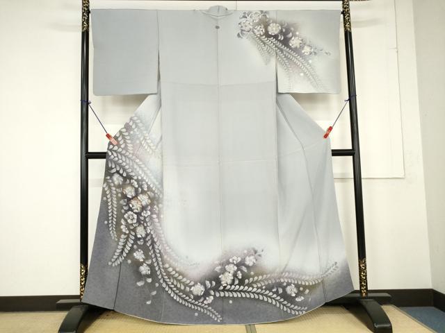 平和屋着物○塩沢紬 草木染 150亀甲 総詰め 三越扱い 証紙付き 正絹