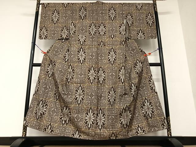 ☆平和島様☆専用出品商品です！ 平和屋着物○本場大島紬 アンティーク大島 格子花文 正絹 逸品 未使用