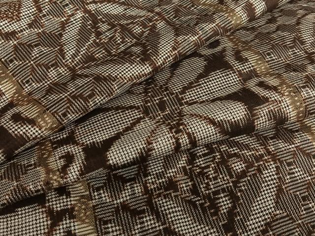 平和屋着物○本場大島紬 アンティーク大島 格子花文 正絹 逸品 未使用