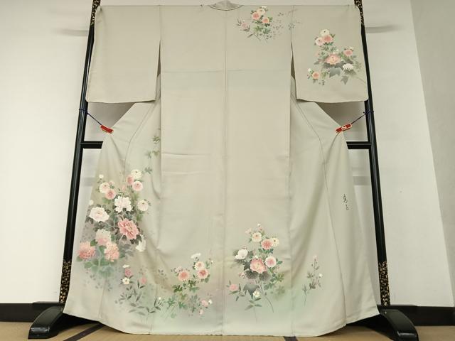 平和屋着物●京友禅の第一人者　松井青々　訪問着　草花文　暈し染め　金彩　正絹　逸品　未使用　AAAW9047zg