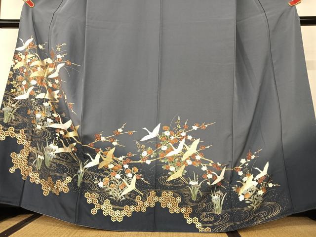 平和屋着物○豪華色留袖 流水飛鶴花梅文 暈し染め