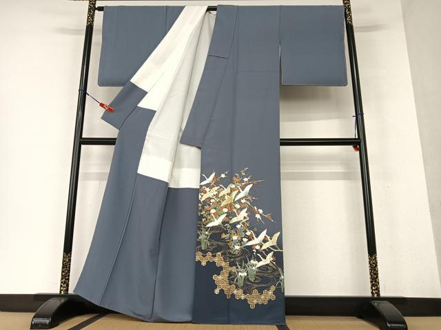 平和屋着物○豪華色留袖 流水飛鶴花梅文 暈し染め