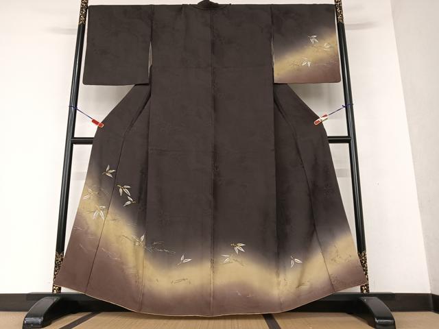 平和屋着物●訪問着　舞花文　敷松葉　暈し染め　金銀彩　正絹　逸品　AAAW9104zg