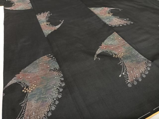 平和屋着物○本場大島紬 9マルキ 孔雀花文 正絹 逸品 DAAV8638tw