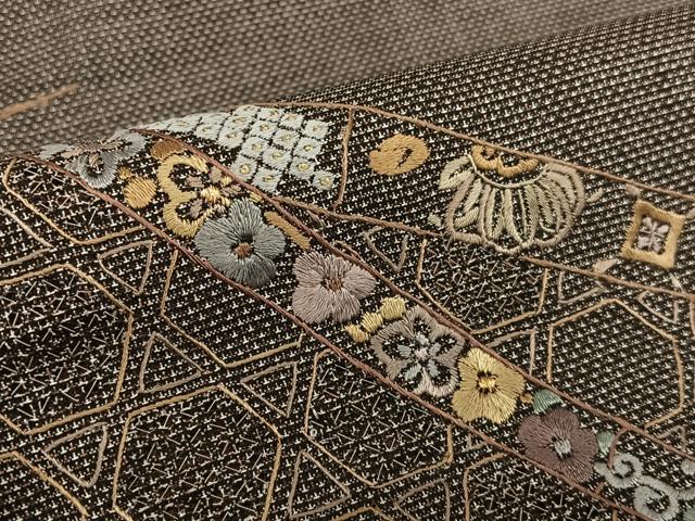 平和屋着物○本場大島紬 訪問着 刺繍 吹き寄せ花文 松竹梅 金糸 正絹 逸品