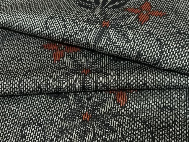 平和屋着物●上質な紬　枝花文　正絹　逸品　AAAW9129zg