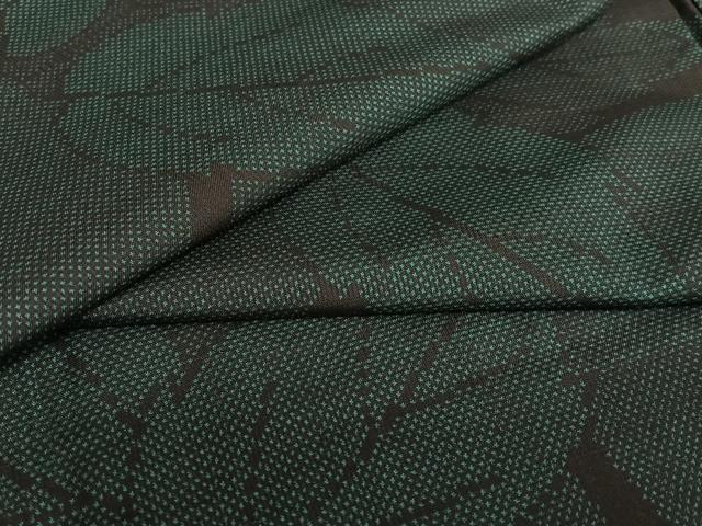 平和屋着物●本場大島紬　一元7マルキ　蔦の葉文　黒地　正絹　逸品　AAAW9130zg