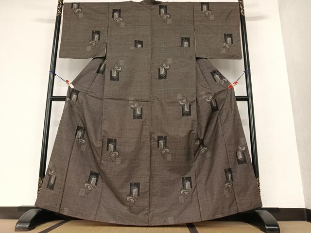 【逸品】本場大島紬(一元絣) 希少 本場大島紬 一元絣併用 奄美大島 泥染 9マルキ 手織り