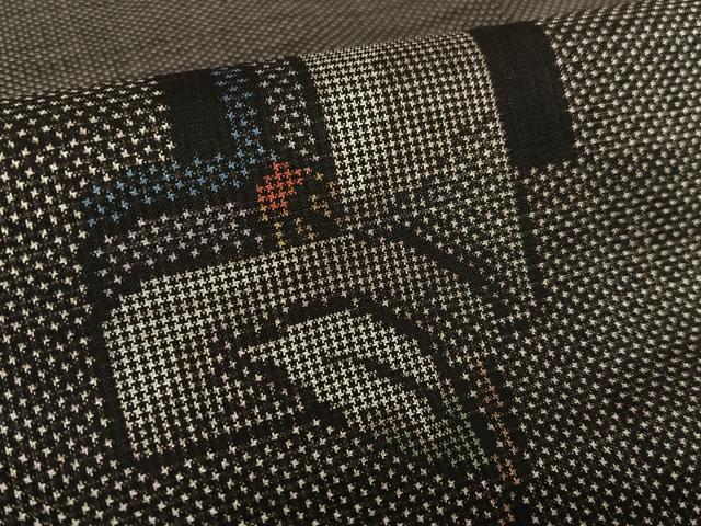 平和屋着物●本場大島紬　泥染め　一元絣　枝葉文　正絹　逸品　AAAW9154zg 平和屋着物○本場大島紬 泥染め 一元絣 枝葉文 正絹 逸品 AAAW9154zgの