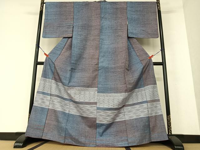 平和屋着物●上質な紬　訪問着　横段文　正絹　逸品　AAAW9163zg