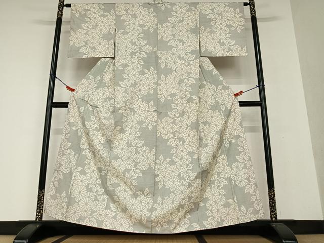 平和屋着物○本場大島紬 白大島 一元絣 総絣 草花文 正絹 逸品