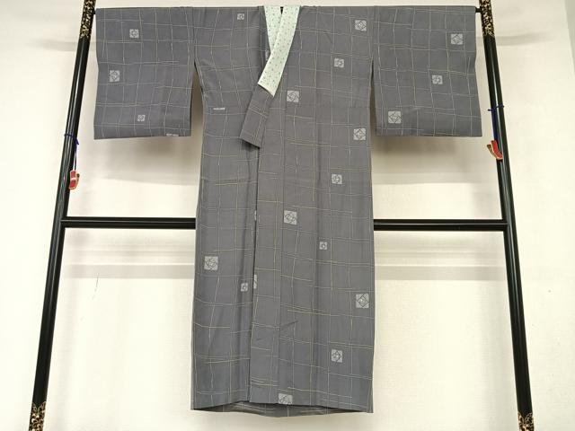 平和屋着物●長襦袢　無双仕立て　幾何学花文　正絹　逸品　AAAW9205zg