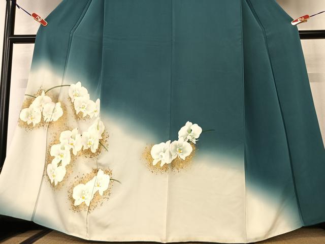 平和屋着物○訪問着 手描き 胡蝶蘭 暈し染め 金彩 正絹 逸品 AAAW9207zg