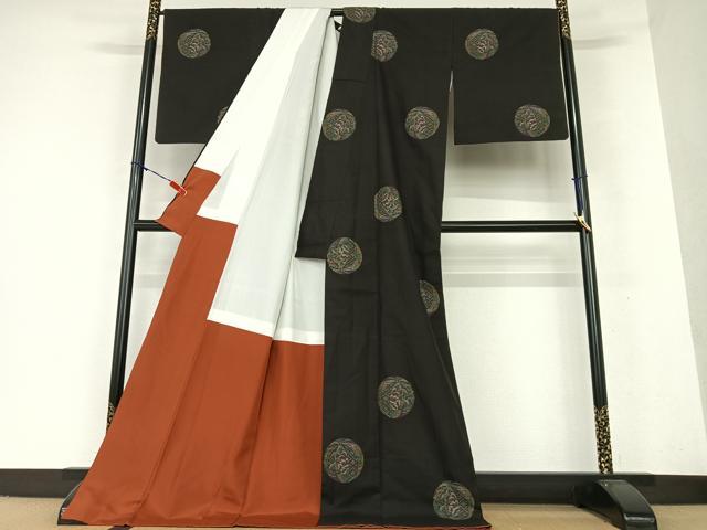 平和屋着物○本場大島紬 白大島 カタス9マルキ 霞文 正絹 逸品 AAAX6980ck