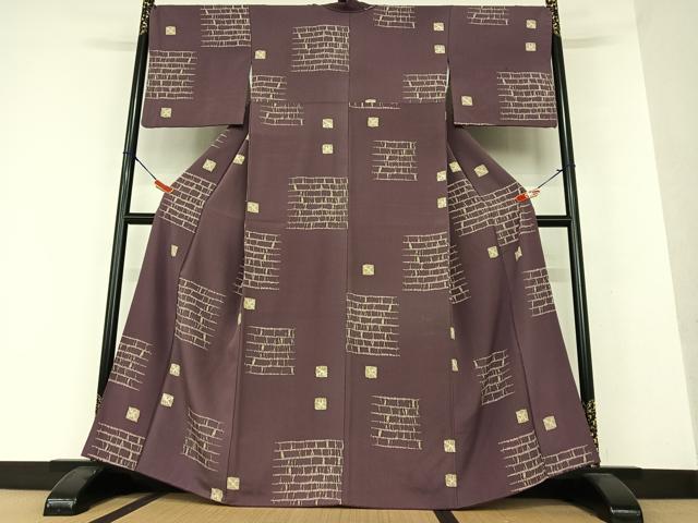 平和屋着物●上質な小紋　石畳　正絹　逸品　AAAW9211zg 平和屋着物○上質な小紋 石畳 正絹 逸品 AAAW9211zg