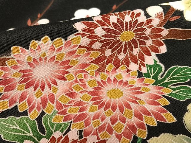 平和屋着物●豪華黒留袖　友禅　作家物　枝梅に菊　正絹　逸品　AAAW9212zg 平和屋着物○豪華黒留袖 友禅 作家物 枝梅に菊 正絹 逸品