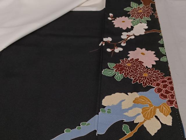 平和屋着物○豪華黒留袖 友禅 作家物 枝梅に菊 正絹 逸品