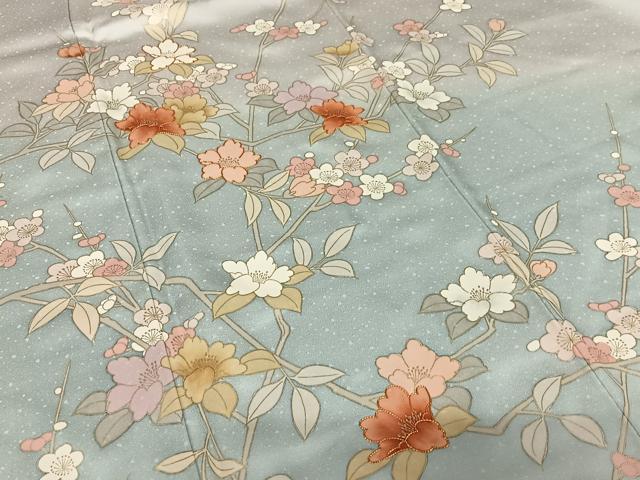 ラメ地★百花繚乱♥正絹✻訪問着 ラメ地☆百花繚乱♥正絹✻訪問着