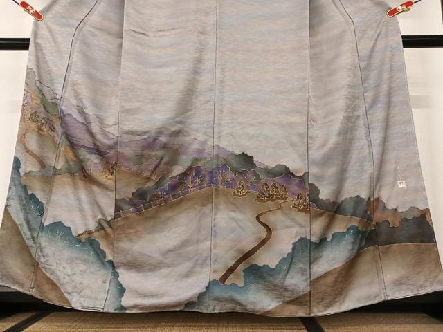 平和屋着物○染色家 岸上純平 訪問着 遠山重ね風景文 暈し 