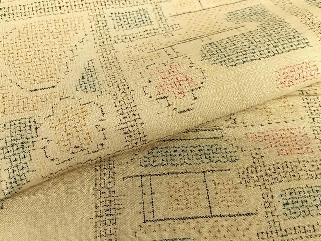 平和屋着物○本場結城紬 重要無形文化財 100亀甲 風景枝梅文