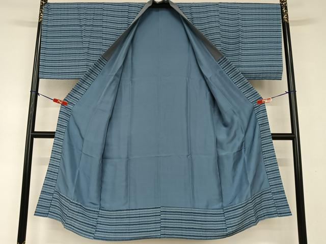 平和屋着物○男性 紬 アンサンブル・長襦袢セット 色無地 留紺色 正絹