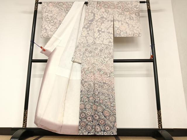 平和屋着物▽訪問着 単衣 紬地 絞り 辻が花 正絹 逸品 DAAT9701az