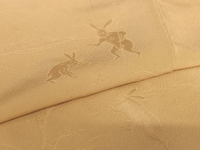 平和屋着物●上質な色無地　鳥獣戯画地紋　洒落柿色　正絹　逸品　AAAW9244zg 平和屋着物○上質な色無地 鳥獣戯画地紋 洒落柿色 正絹 逸品 AAAW9244zg