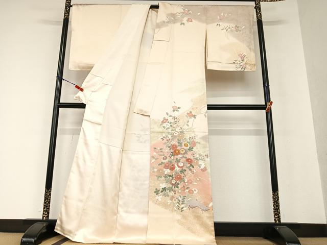 平和屋着物●訪問着　駒刺繍　草花文　暈し染め　金彩　正絹　逸品　AAAW9252zg 平和屋着物○訪問着 駒刺繍 草花文 暈し染め 金彩 正絹 逸品
