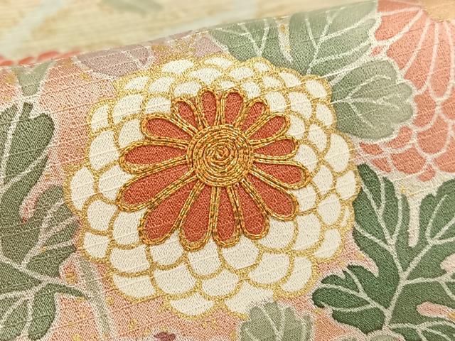 平和屋着物○訪問着 駒刺繍 草花文 暈し染め 金彩 ロング丈