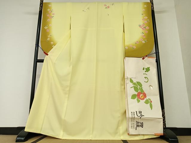 平和屋着物●小振袖　二尺袖　舞桜　暈し染め　たとう紙付き　洗える着物　AAAW9256zg