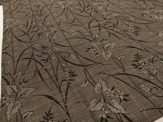 平和屋着物●本場大島紬　泥染め　一元絣　短冊花文　正絹　逸品　AABA0116zg 平和屋着物○本場大島紬 泥染め 一元絣 短冊花文 正絹 逸品 AABA0116zg