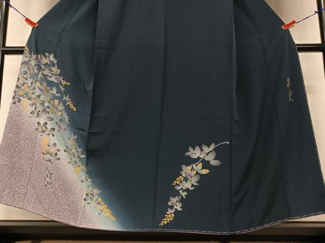 平和屋着物○皇室デザイナー 中村乃武夫 訪問着 草花文 暈し染め 金彩