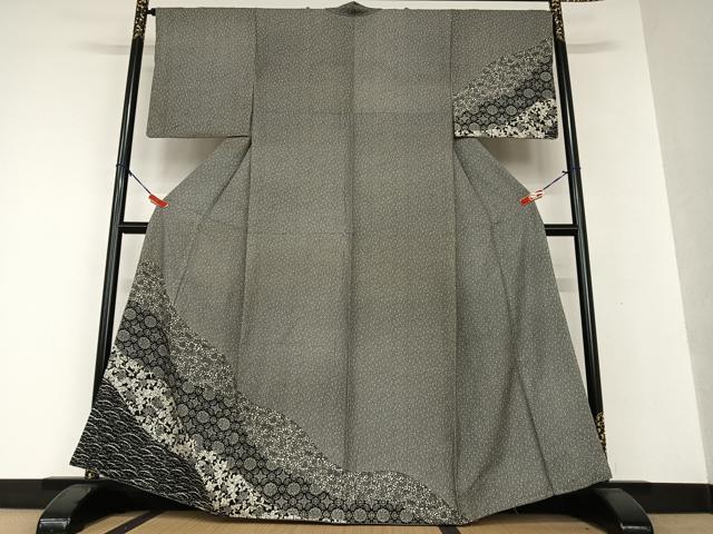 平和屋着物●訪問着　道長花文　黒地　さが美扱い　正絹　逸品　AAAW9281zg