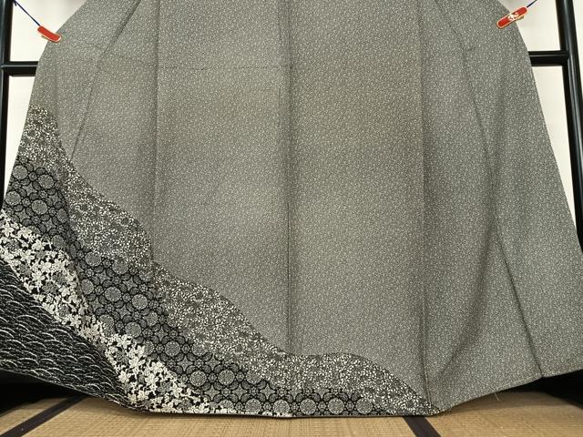 平和屋着物●訪問着　道長花文　黒地　さが美扱い　正絹　逸品　AAAW9281zg 平和屋着物○訪問着 道長花文 黒地 さが美扱い 正絹 逸品 AAAW9281zg