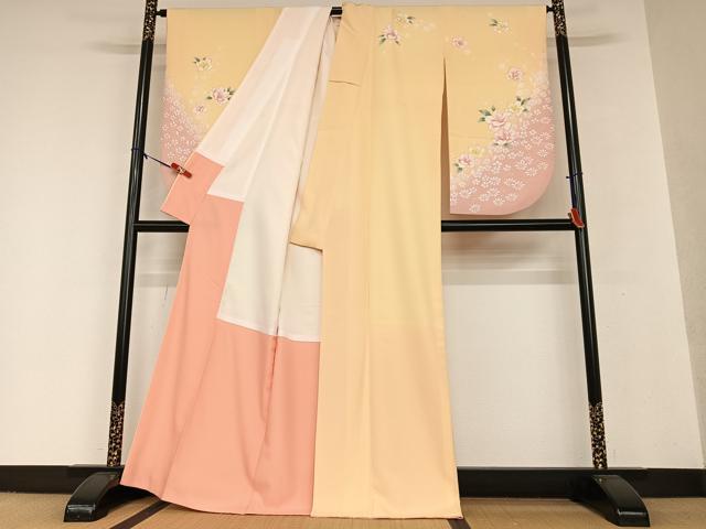 平和屋着物○小振袖 二尺袖 舞花文 暈し染め 洗える着物