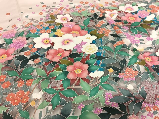 平和屋着物○染色作家 おだに武士 訪問着 草花文 暈し