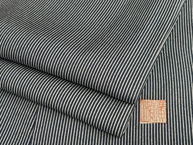 平和屋着物●伝統工芸士　廣瀬雄望　江戸小紋　万筋　白色×青褐色　正絹　逸品　AAAW9299zg