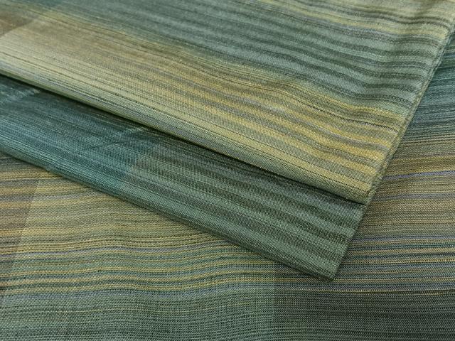 平和屋着物●上質な紬　横段文　暈し染め　正絹　逸品　AAAW9326zg