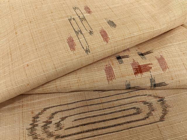 平和屋着物●上質な紬　幾何学文様　正絹　逸品　AAAW9327zg