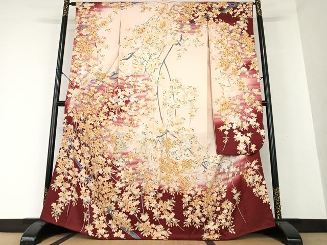 平和屋着物▽東京友禅 菅有鬼一 訪問着 手描き 枝花文