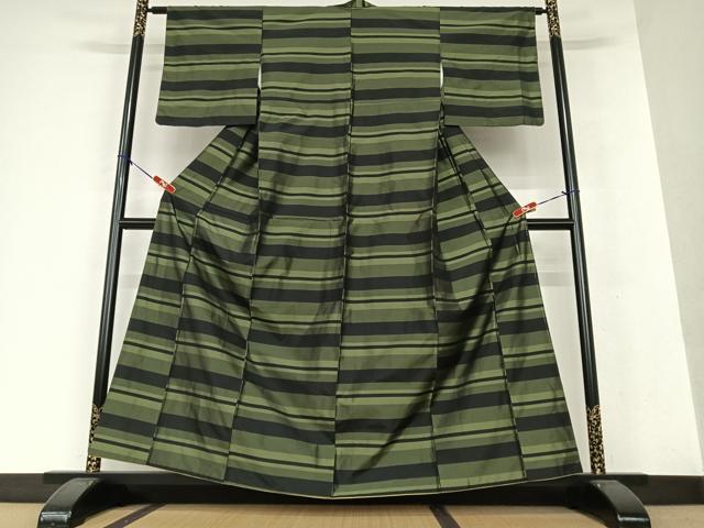 平和屋着物○本場大島紬 一元7マルキ 横段文 正絹 逸品 AABA3323ck