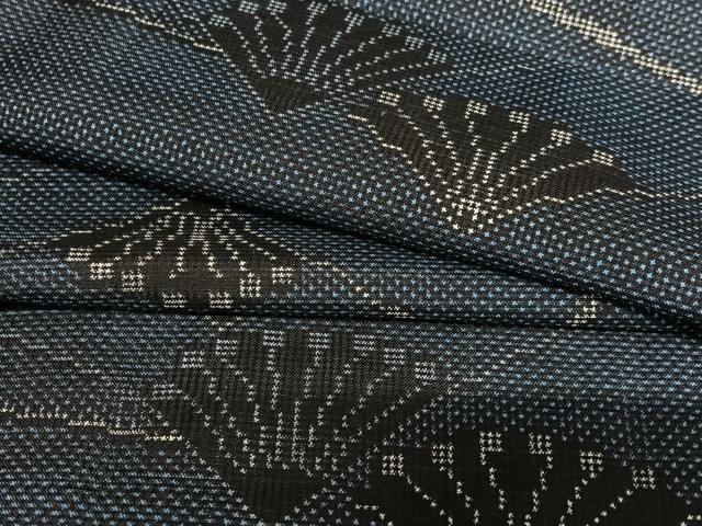 大島紬 本場大島紬 泥大島 茶泥色 7マルキ 波 正絹 中古 美品 お仕立て上がり