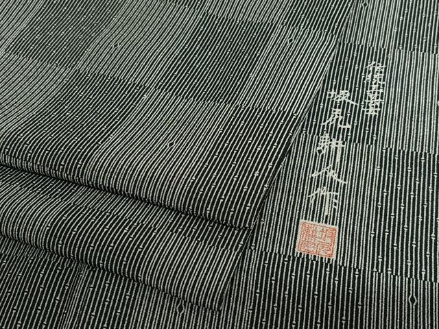 平和屋着物●伝統工芸士 坂尻耕人　江戸小紋　市松文様　竹縞　正絹　逸品　AAAW9357zg