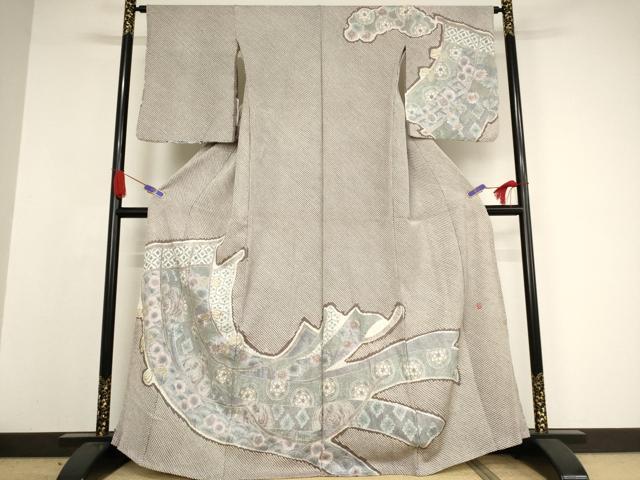 平和屋着物○訪問着 絞り 中国三大刺繍 汕頭刺繍 スワトウ刺繍 道長